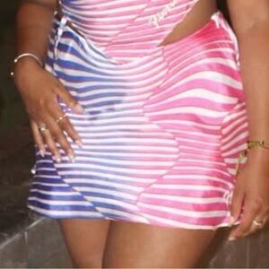 Fiorucci Pink and Blue Striped Dress